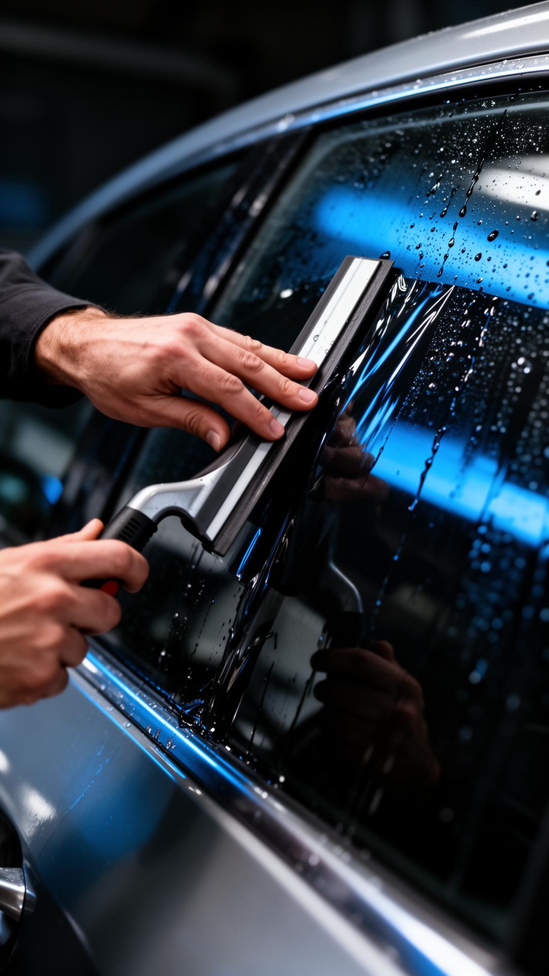 Installer applying ceramic tint
